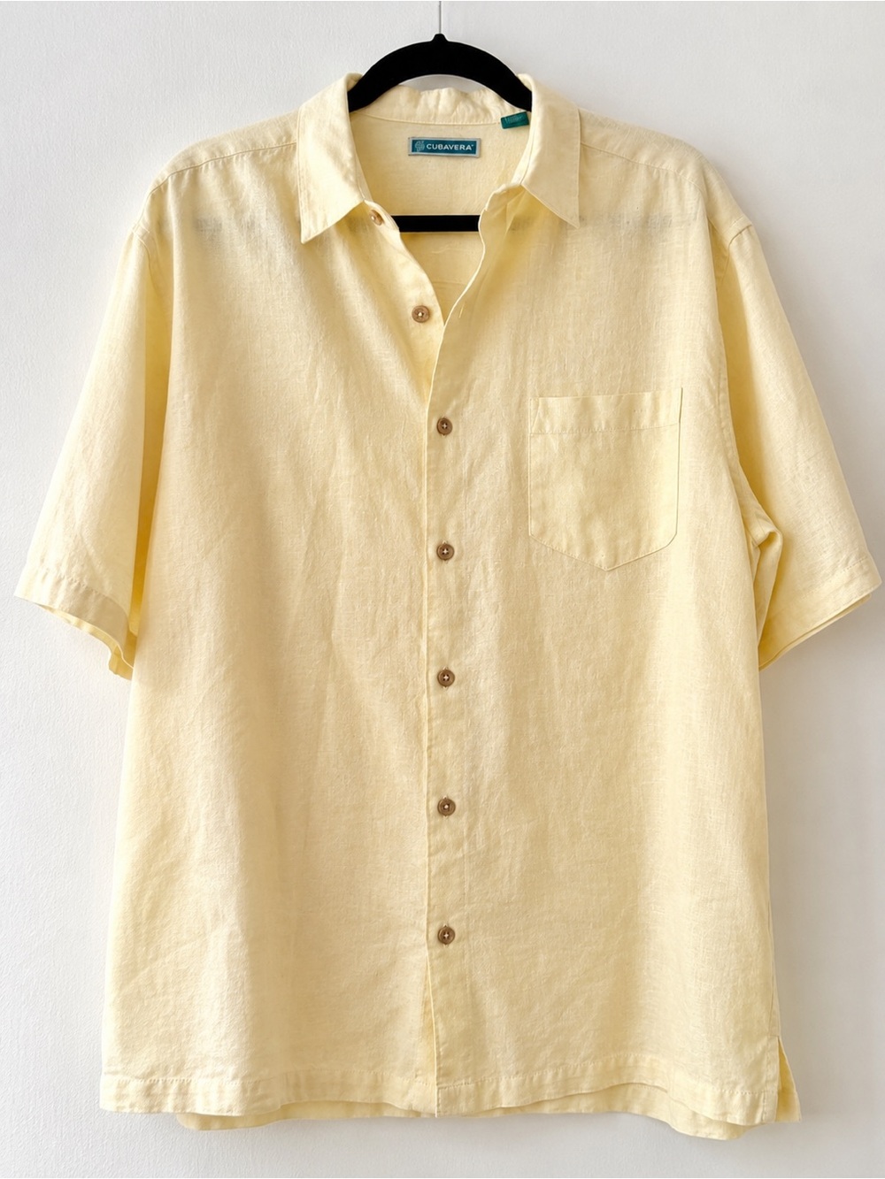 Cubavera Linen Blend Camp Shirt Mens XL Butter Yellow Resort Guayabera